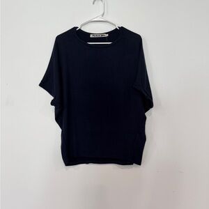 Michael Stars Madison Brush Navy Boxy Boat Neck Short Sleeve Top